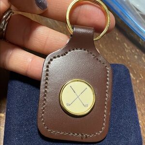 Brown Leather Golf Emblem Keyring - Unbranded